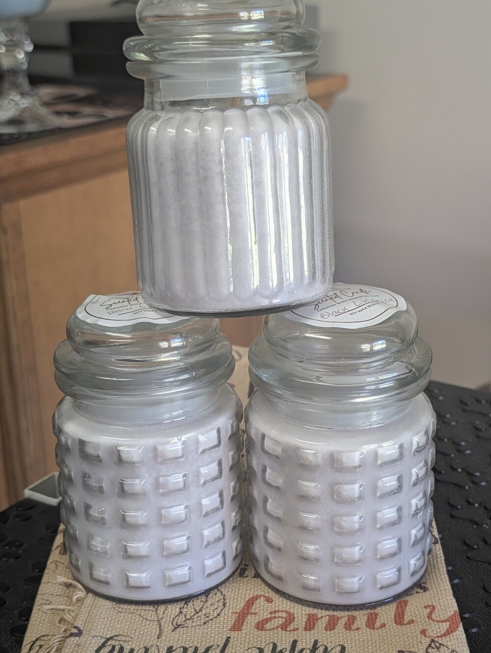 Set Of 3 -8 Oz.  Black Licorice Fragranced Soy Wax Candles